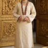 Ivory Kurta with Jeweled Floral Borders