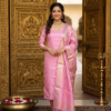 29 Rose Pink & Gold Zari Woven Suit Set