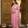 30 Rose Pink & Gold Zari Woven Suit Set