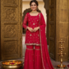 31 Regal Crimson Embroidered Sharara Set