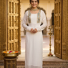Ivory Pleated Kurta with Teal Embroidery