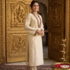 69 Ivory Kurta with Jeweled Floral Borders