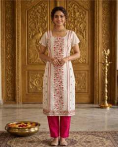 33 Ivory Blossom Straight Kurta Set
