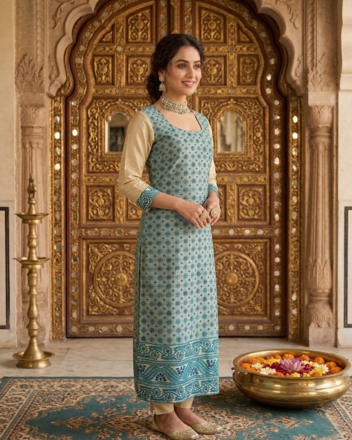 Royal Teal Traditional Kurta