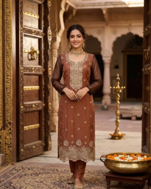 Rustic Gold Embroidered Kurta Set