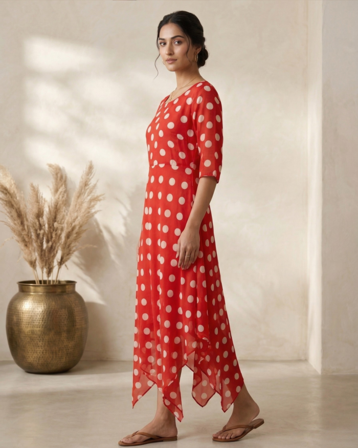 64 Scarlet Polka Flow Dress