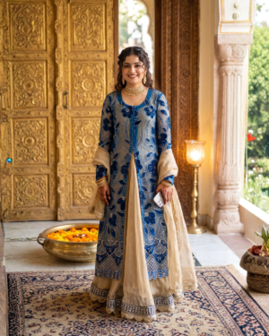 Royal Sapphire Embroidered Anarkali Set